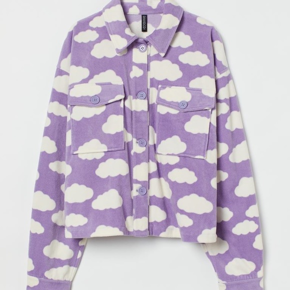 H&M DIVIDED purple clouds fleece top Prince Raspberry beret Vibes - Picture 5 of 5